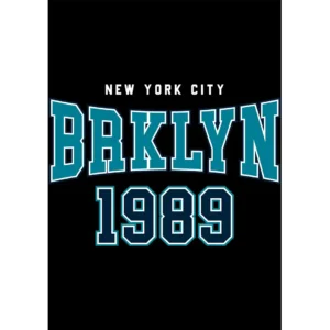 Vector estilo streetwear BRKLYN 1989 en tipografía deportiva, ideal para estampado de camisetas y hoodies