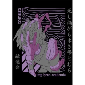 Vector Tomura Shigaraki para estampar en camisetas y sudaderas con fondo oscuro y estilo anime