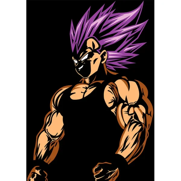 Vector de Vegeta Ultra Ego en estilo anime para estampados, ideal para playeras y sudaderas