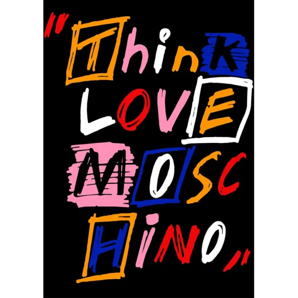 Vector Think Love Moschino para estampados en formato AI con mockups incluidos