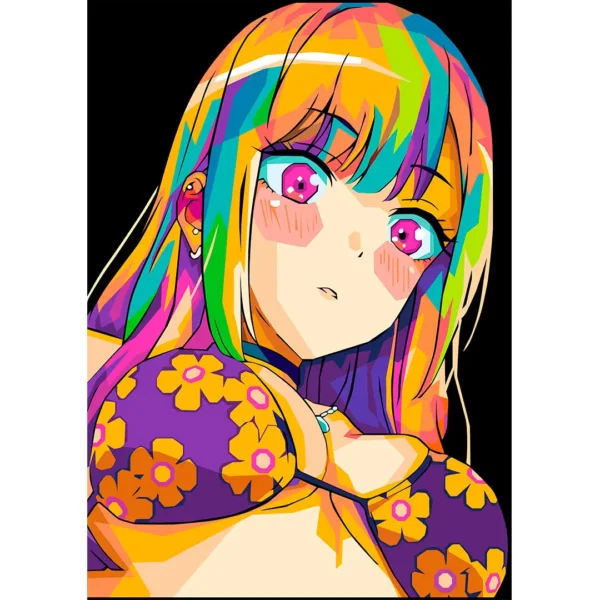 Vector de Marin Kitagawa en estilo anime pop-art para estampar camisetas y hoodies, formato AI y PNG.