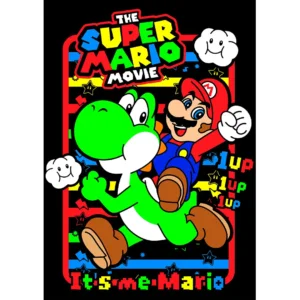 Vector de Mario Bros y Yoshi estilo Super Mario Movie para estampado – formato .AI con mockups en PNG
