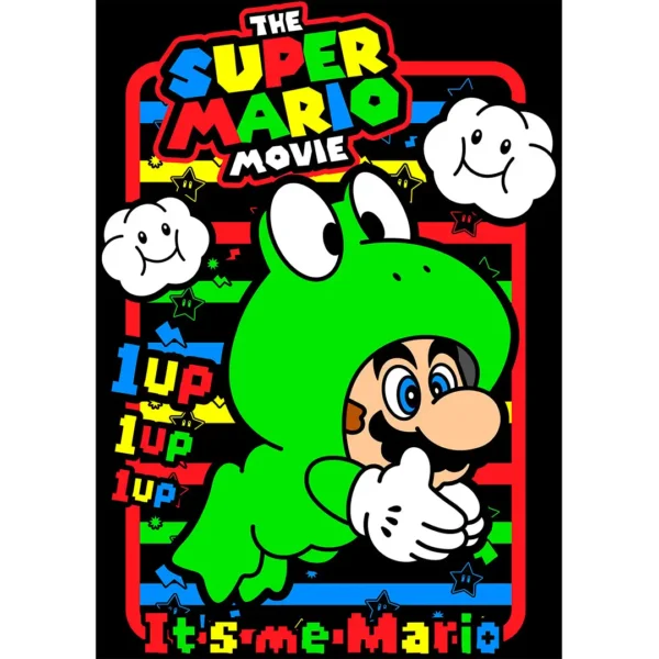Vector de Mario Bros Rana con diseño retro para estampar playeras – Formato AI y mockups PNG