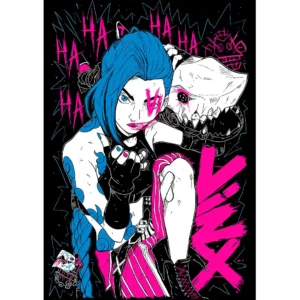 Diseño vectorial editable de Jinx para estampados, ideal para playeras, sudaderas y artículos personalizados