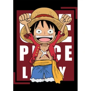 Vector de Monkey D. Luffy chibi estilo One Piece para estampados y personalización