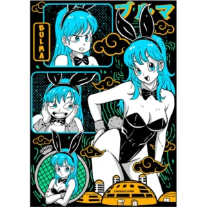 Vector de Bulma estilo conejita para estampados, inspirado en Dragon Ball - Formato AI + Mockups PNG