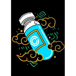 Diseño vectorial cápsula Hoi-Poi estilo Dragon Ball en fondo negro con nubes decorativas – formato AI para estampado