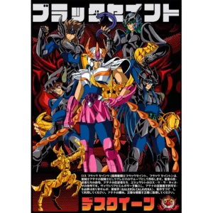 Vector de Fénix y Los Caballeros Negros de Saint Seiya para estampado en formato AI con mockups PNG