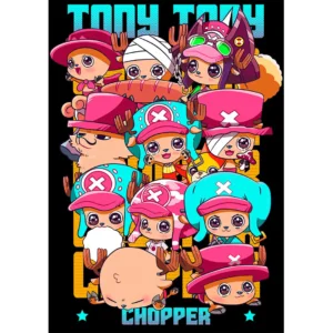 Vector de Tony Tony Chopper en múltiples estilos para estampados de ropa, ideal para impresión en camisetas y hoodies.