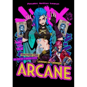 Vector de Jinx Arcane para estampados personalizados en formato AI con mockups PNG