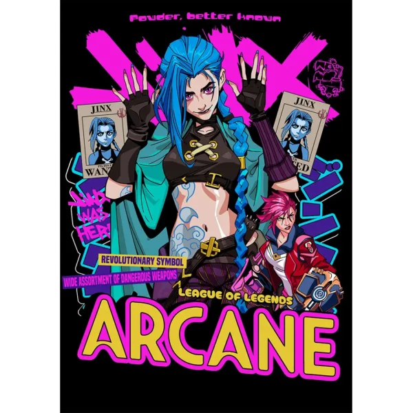 Vector de Jinx Arcane para estampados personalizados en formato AI con mockups PNG