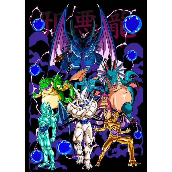 "Vector de los Dragones Malignos de Dragon Ball GT para estampados con mockups incluidos"