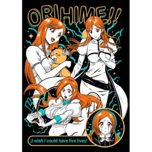 Vector editable de Orihime Inoue de Bleach en .AI para estampados de playeras y hoodies con mockups incluidos