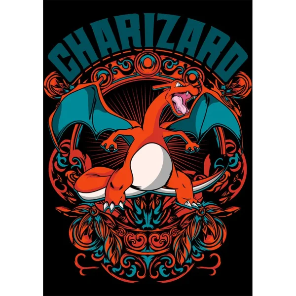 Vector Charizard Pokémon editable en AI para estampados de playeras y hoodies