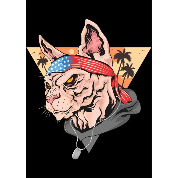 Vector Gato Americano estilo gang para estampados en playeras y hoodies