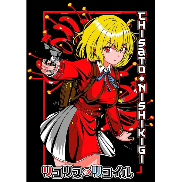 Vector anime Chisato Nishikigi Lycoris Recoil para estampados de playeras y hoodies
