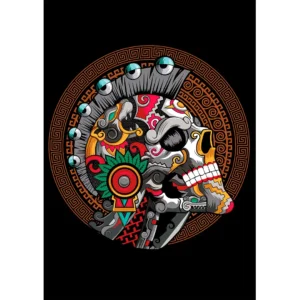 Vector Cráneo Guerrero Azteca para estampados en playeras y hoodies