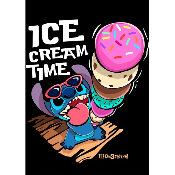 Vector Stitch Ice Cream Time con helado gigante en formato .AI para estampados y playeras personalizadas