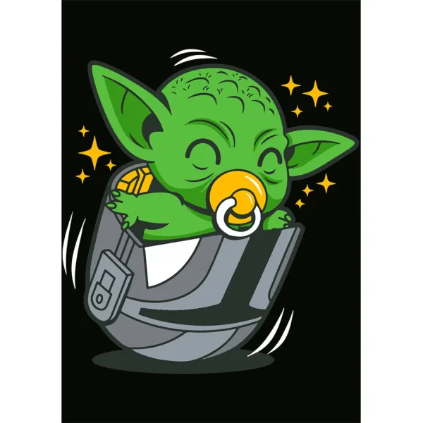 Vector Baby Yoda en caricatura para estampados y sublimación en playeras y hoodies