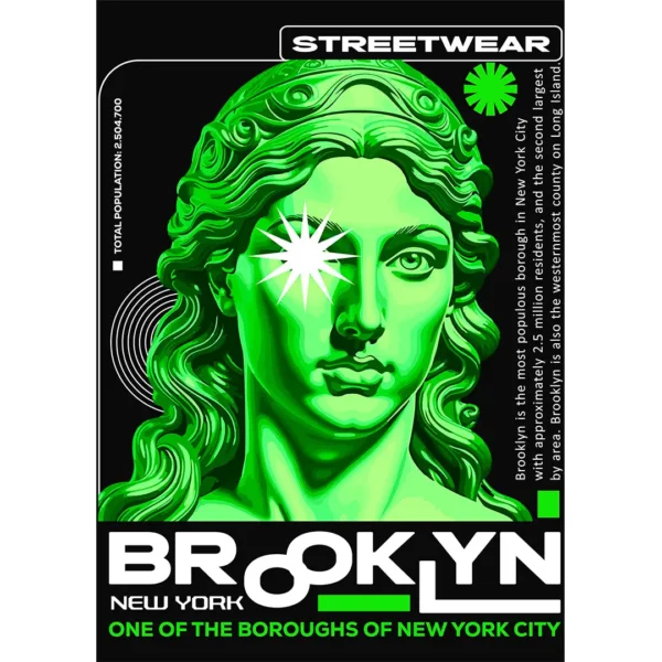 Vector Streetwear Brooklyn New York en verde neón para playeras y hoodies