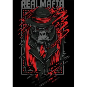 Vector Real Mafia – Gorila gangster con sombrero y puro para playeras y hoodies