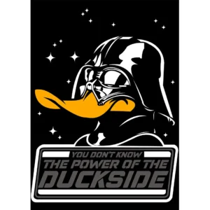 Vector de Pato Lucas disfrazado de Darth Vader para estampados y sublimación