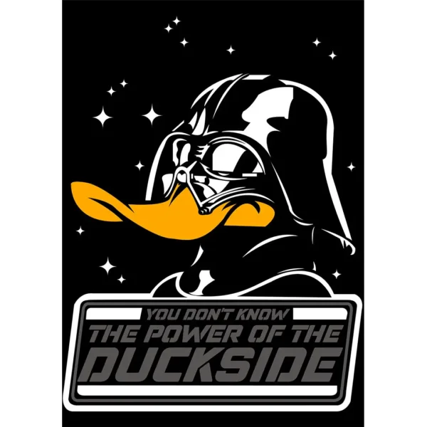 Vector de Pato Lucas disfrazado de Darth Vader para estampados y sublimación
