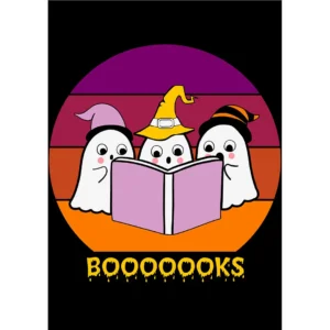 Vector Halloween BOOOOOKS con fantasmas leyendo – diseño para playeras y hoodies