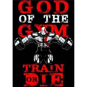 Vector Kratos God of War para estampados de Gym Train or Die en formato AI