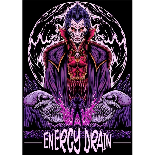 Vector Streetwear Halloween “Energy Drain” para estampados de playeras y hoodies en formato .AI