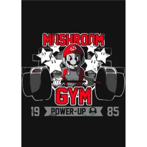 “Mario Bros estilo GYM levantando pesas – diseño vector editable para sublimar y estampar playeras”