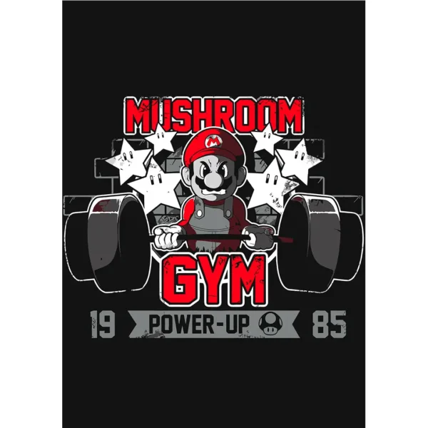“Mario Bros estilo GYM levantando pesas – diseño vector editable para sublimar y estampar playeras”